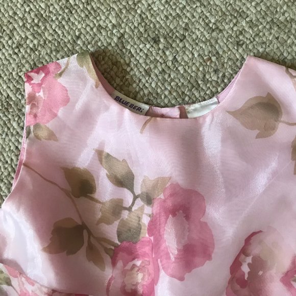 BlueBeri Boulevard Girls Pink Floral Flared Formal Party Dress Flower Girls 10 - Picture 4 of 11